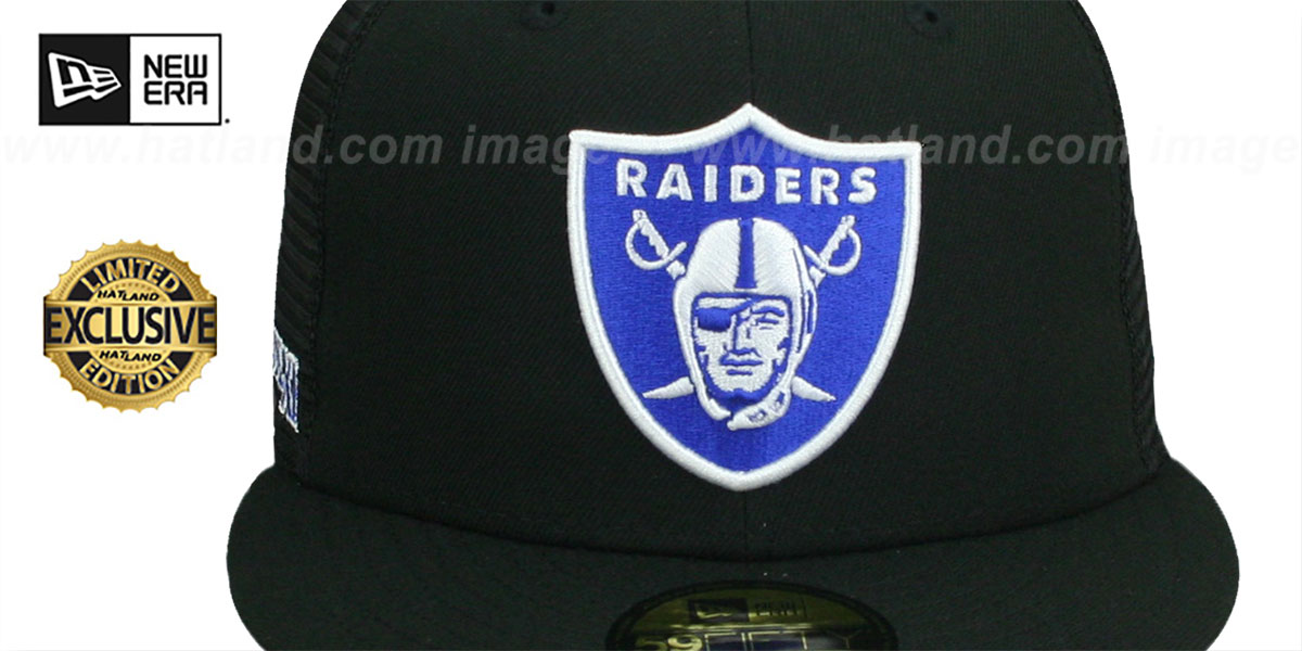 Raiders SB XI 'MESH-BACK SIDE-PATCH' Black-Royal Fitted Hat by New Era