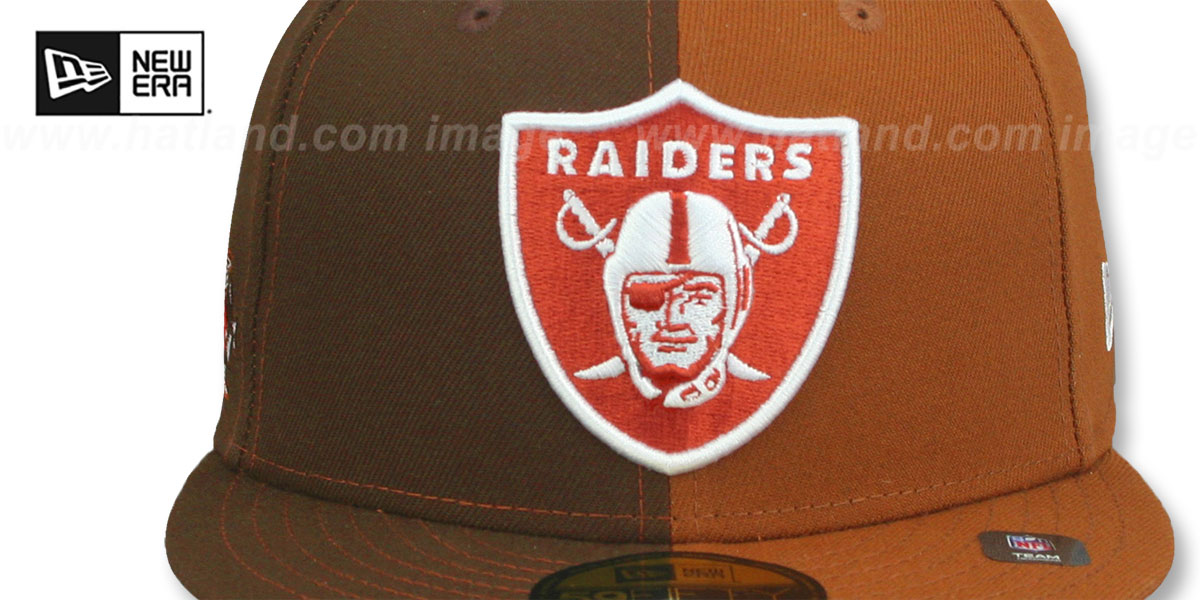 Raiders SB XVIII 'SPLIT SIDE-PATCH' Brown-Wheat Fitted Hat by New Era