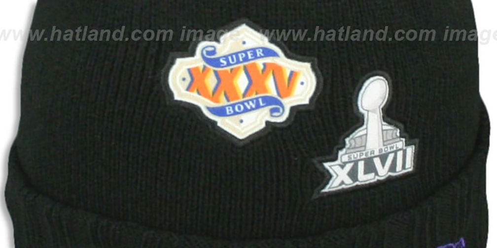 Ravens 'SUPER BOWL PATCHES' Black Knit Beanie Hat by New Era