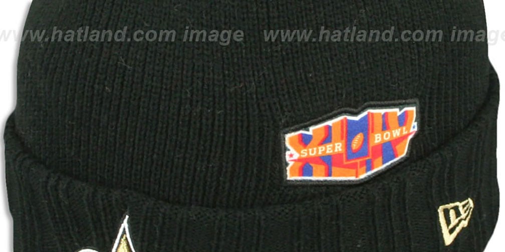 Saints 'SUPER BOWL PATCHES' Black Knit Beanie Hat by New Era