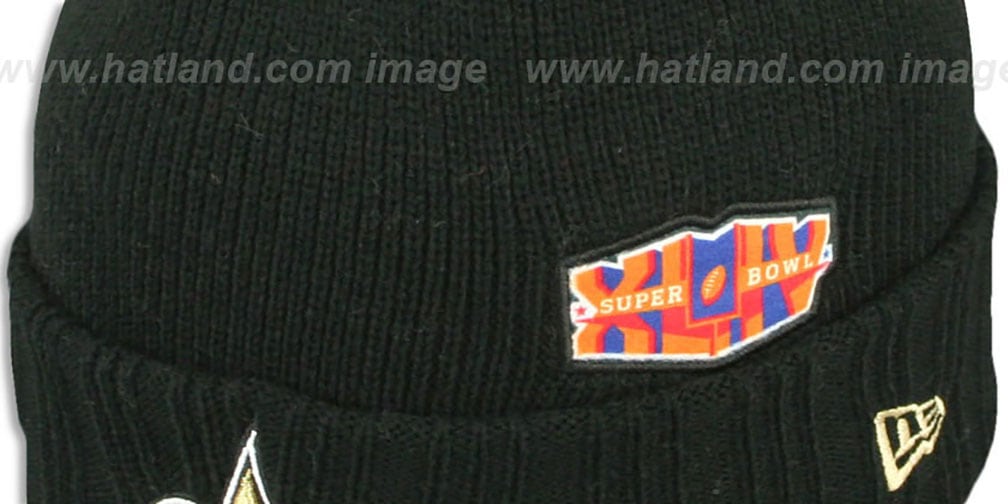 Saints 'SUPER BOWL PATCHES' Black Knit Beanie Hat by New Era