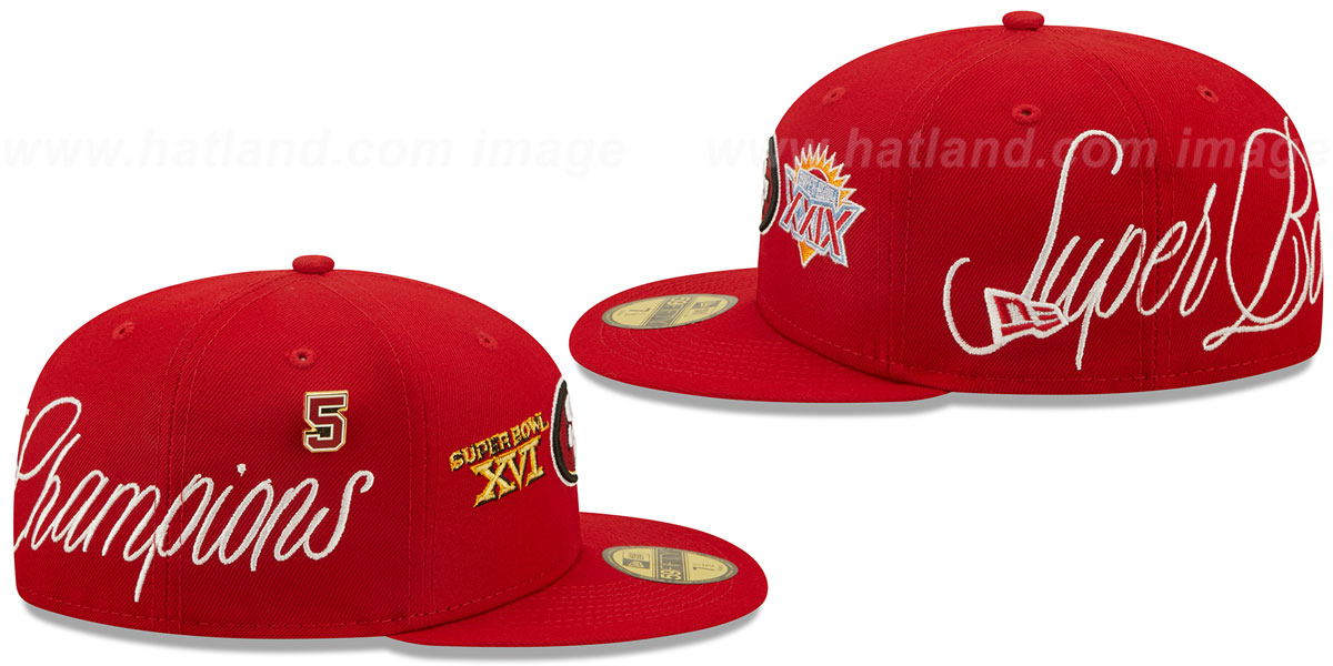 49ers 'HISTORIC CHAMPIONS' Red Fitted Hat by New Era