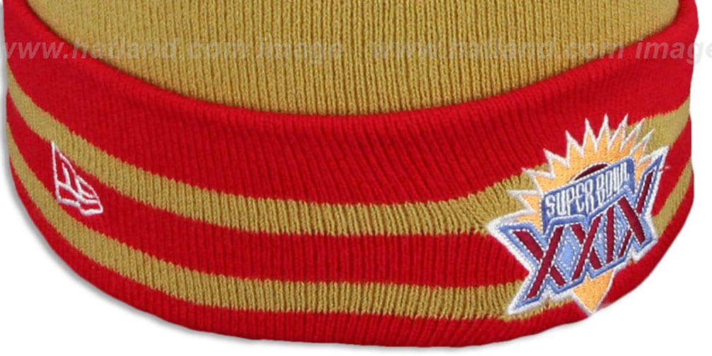 49ers 'SUPER BOWL XXIX' Gold Knit Beanie Hat by New Era