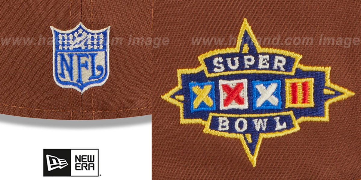 Broncos 'HARVEST SIDE-PATCH' Brown-Royal Fitted Hat by New Era