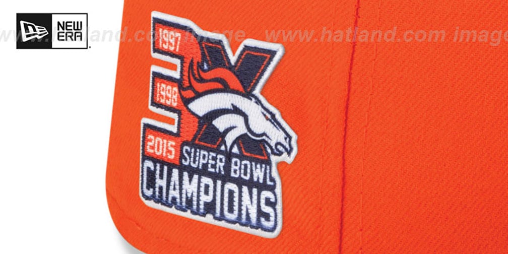 Broncos 'NFL 3X SUPER BOWL CHAMPS' Orange-Navy Fitted Hat by New Era