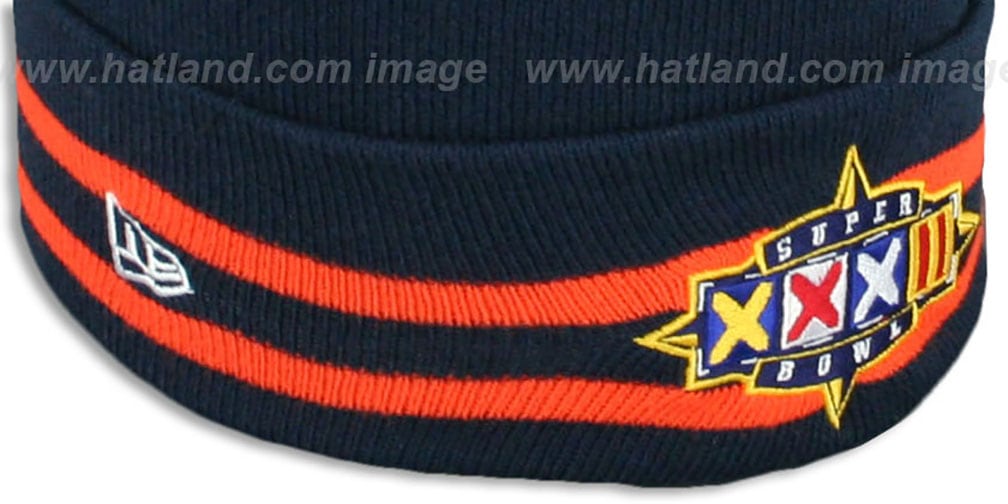 Broncos 'SUPER BOWL XXXII' Navy Knit Beanie Hat by New Era
