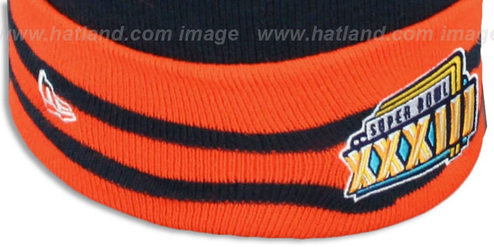 Broncos 'SUPER BOWL XXXIII' Navy Knit Beanie Hat by New Era