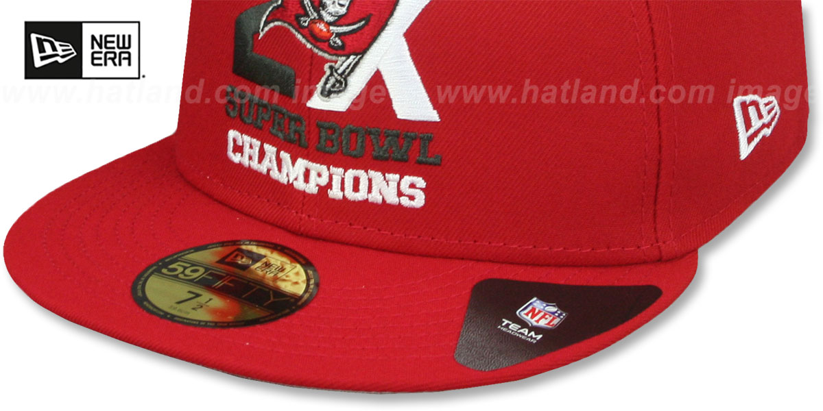 Buccaneers '2X SUPER BOWL CHAMPIONS' Red Fitted Hat by New Era