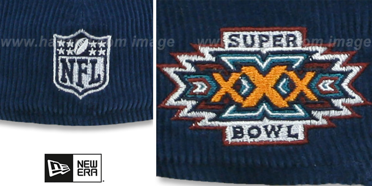 Cowboys 'OLD SCHOOL CORDUROY SIDE-PATCH' Navy Fitted Hat by New Era