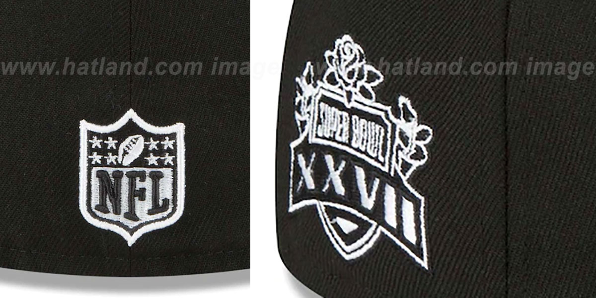 Cowboys 'SB XXVII SIDE-PATCH' Black-White Fitted Hat by New Era