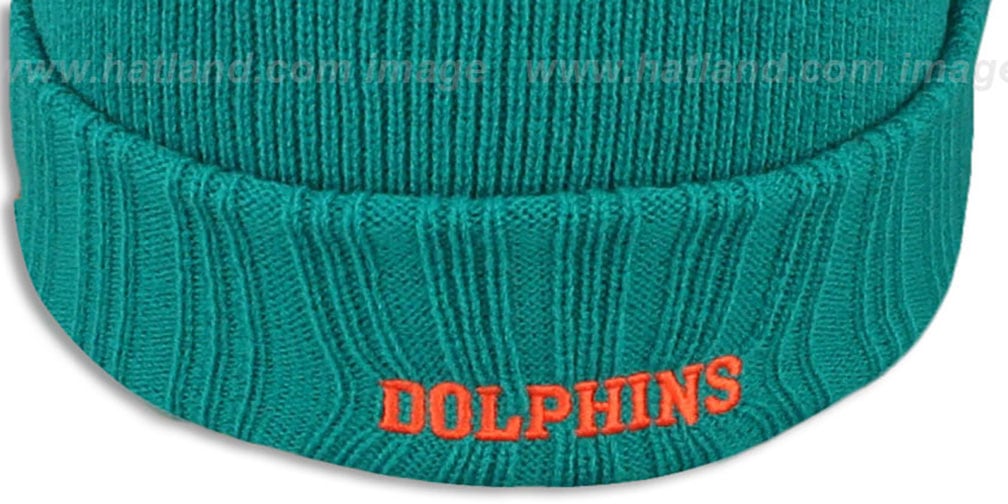 Dolphins 'SUPER BOWL PATCHES' Aqua Knit Beanie Hat by New Era