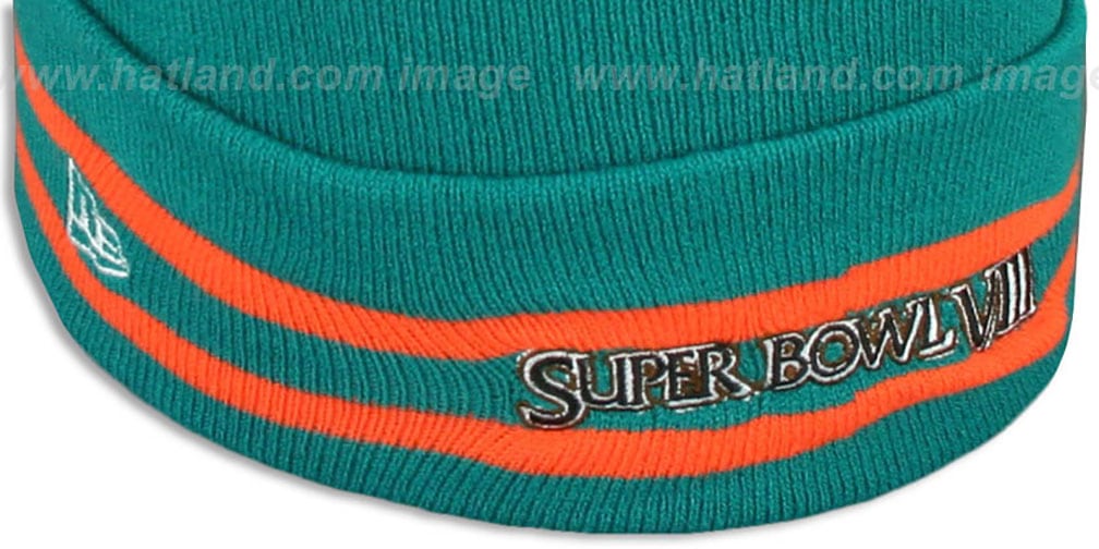 Dolphins 'SUPER BOWL VIII' Aqua Knit Beanie Hat by New Era