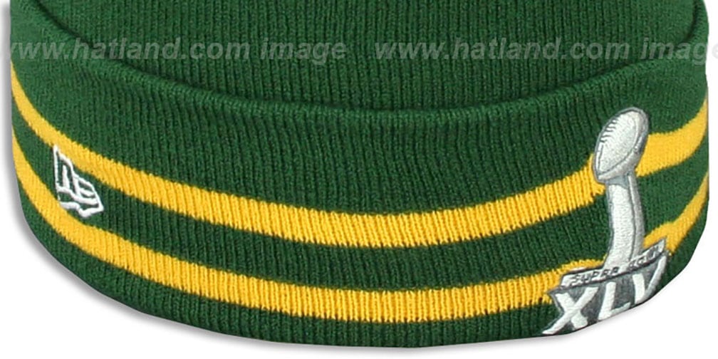 Packers 'SUPER BOWL XLV' Green Knit Beanie Hat by New Era