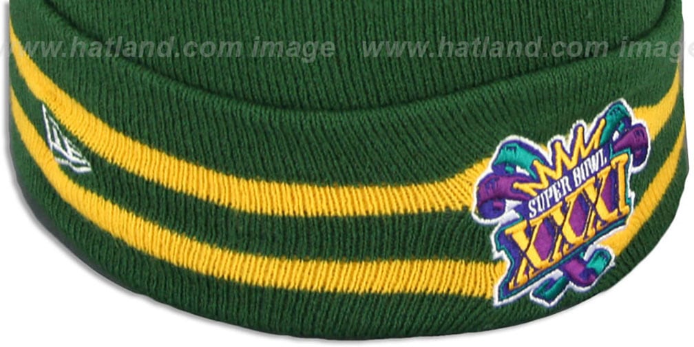 Packers 'SUPER BOWL XXXI' Green Knit Beanie Hat by New Era