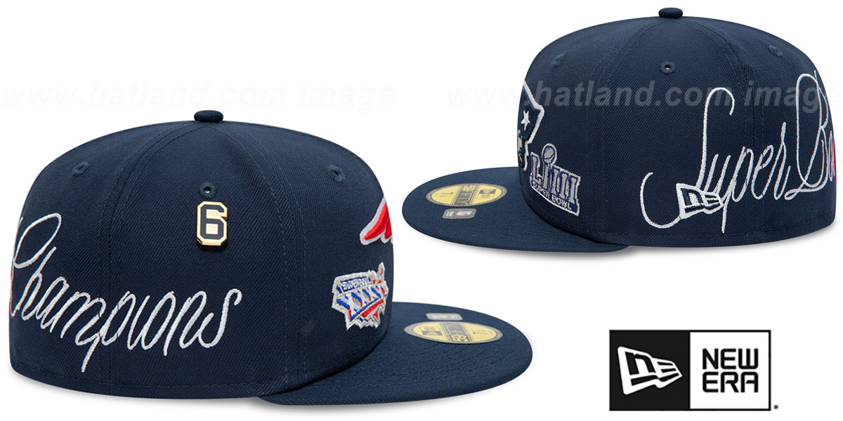 Patriots 'HISTORIC CHAMPIONS' Navy Fitted Hat by New Era