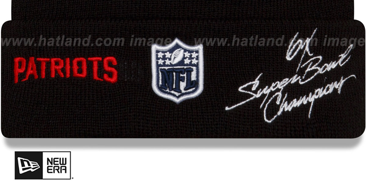 Patriots 'SUPER BOWL ELEMENTS' Black Knit Beanie Hat by New Era