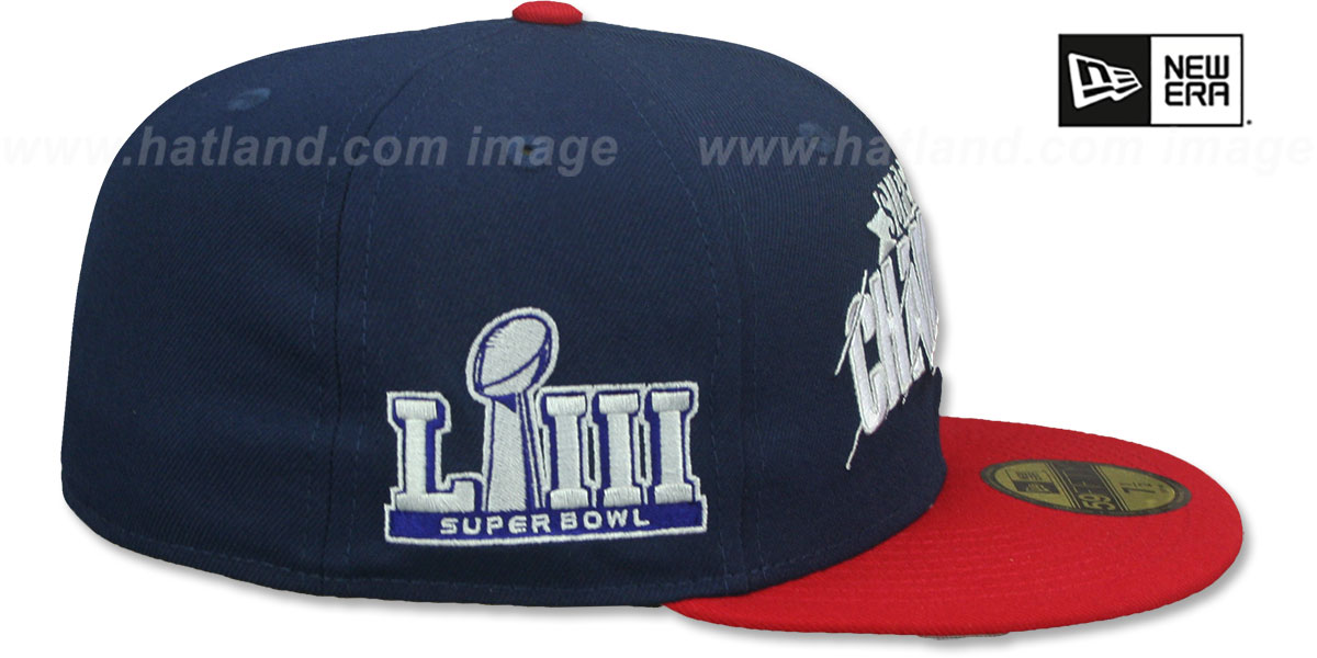 Patriots 'SUPER BOWL LIII CHAMPIONS' Navy-Red Fitted Hat by New Era