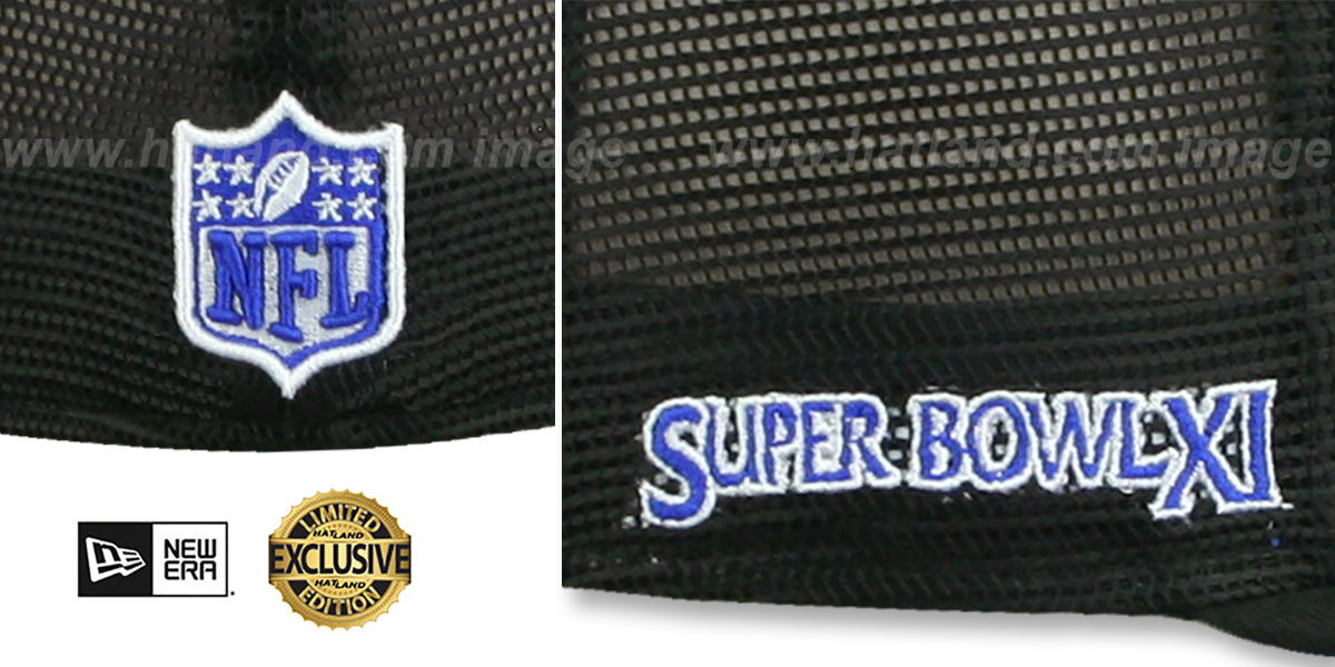 Raiders SB XI 'MESH-BACK SIDE-PATCH' Black-Royal Fitted Hat by New Era
