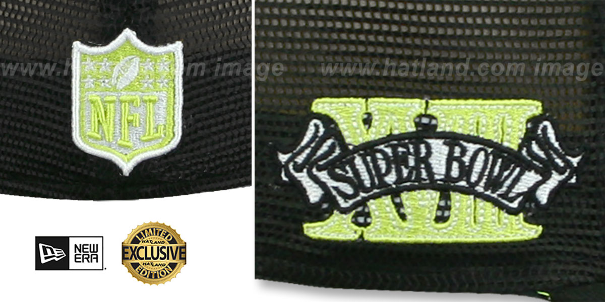 Raiders SB XVIII 'MESH-BACK SIDE-PATCH' Black-Yellow Fitted Hat by New Era