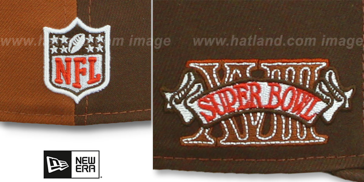 Raiders SB XVIII 'SPLIT SIDE-PATCH' Brown-Wheat Fitted Hat by New Era