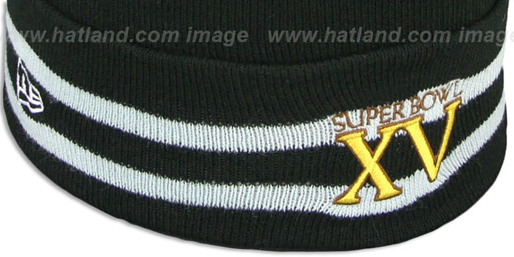 Raiders 'SUPER BOWL XV' Black Knit Beanie Hat by New Era