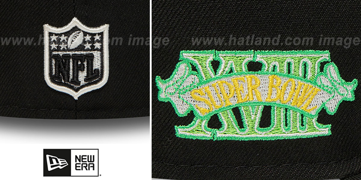 Raiders SUPER BOWL XVIII 'CITRUS POP' Black-Green Fitted Hat by New Era
