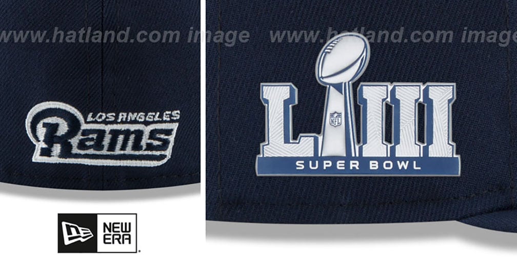 Rams 'NFL SUPER BOWL LIII ONFIELD' Navy Fitted Hat by New Era