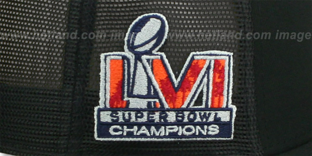 Rams SB LVI CHAMPS 'MESH-BACK SIDE-PATCH' Black-Black Fitted Hat by New Era