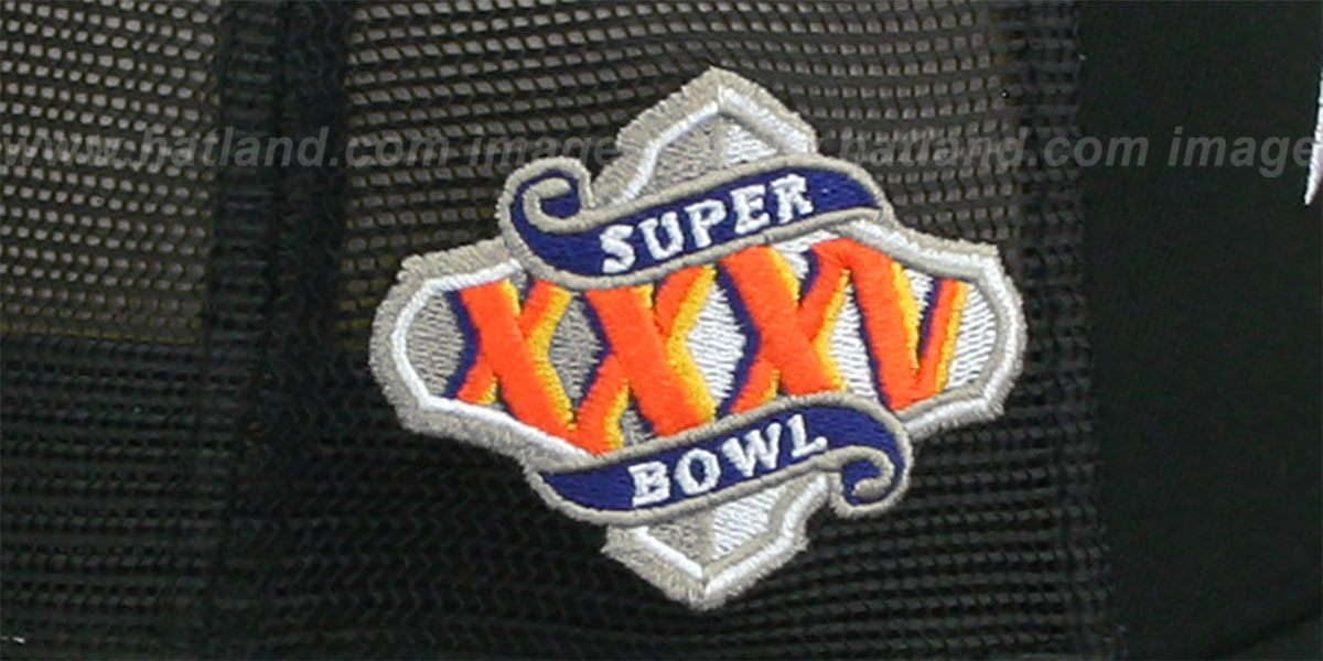 Ravens SB XXXV 'MESH-BACK SIDE-PATCH' Black-Black Fitted Hat by New Era