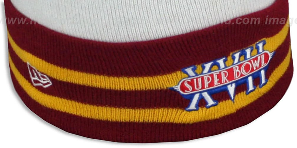 Redskins 'SUPER BOWL XVII' White Knit Beanie Hat by New Era