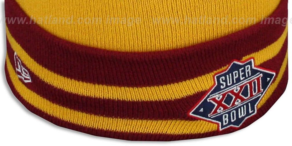 Redskins 'SUPER BOWL XXII' Gold Knit Beanie Hat by New Era