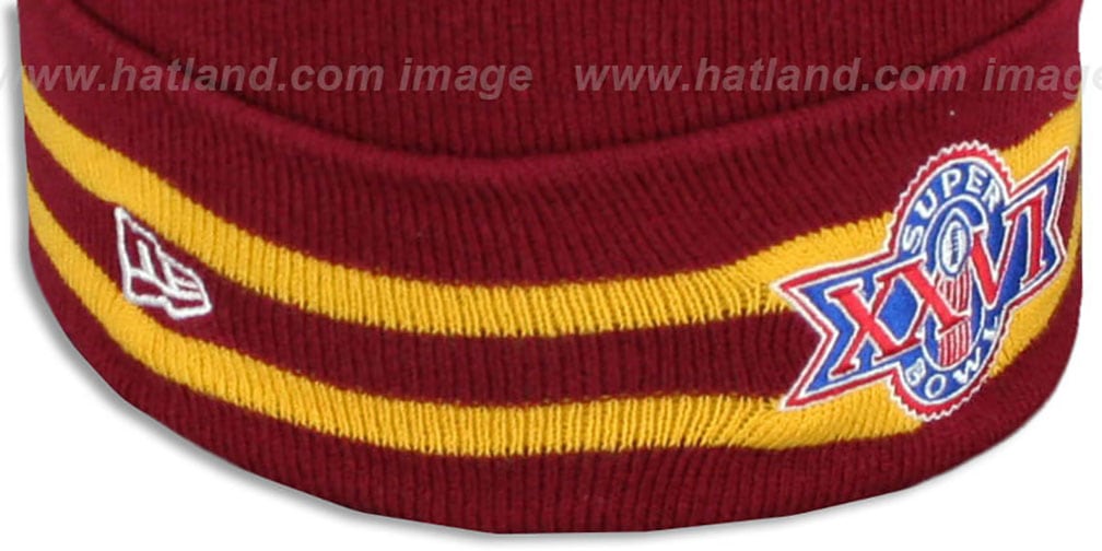 Redskins 'SUPER BOWL XXVI' Burgundy Knit Beanie Hat by New Era