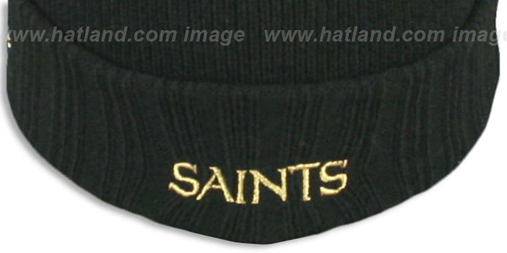 Saints 'SUPER BOWL PATCHES' Black Knit Beanie Hat by New Era