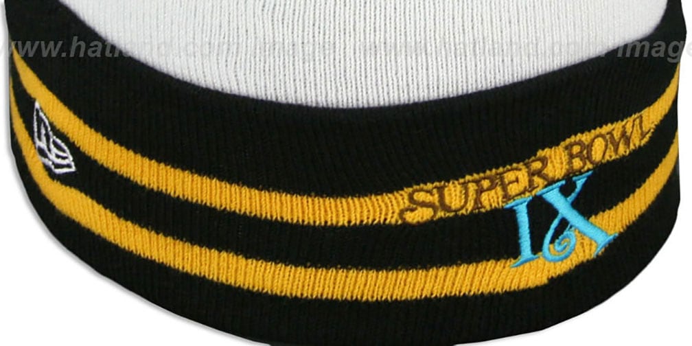 Steelers 'SUPER BOWL IX' White Knit Beanie Hat by New Era